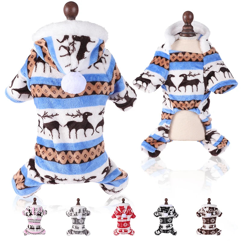 CozyPaws™ Winter Christmas Dog Jumpsuit - Warm Plush Pajama for Small & Medium Dogs