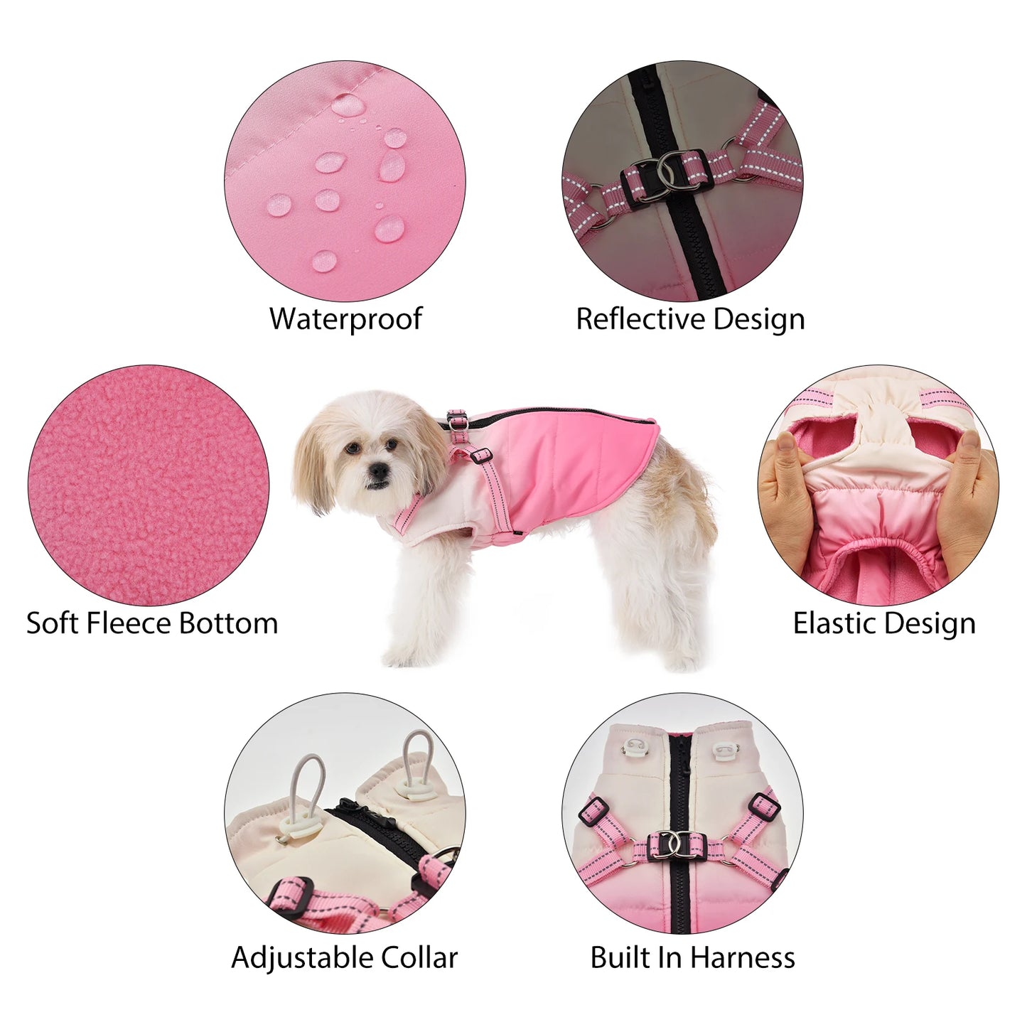 SnugPaws™ Winter Dog Jacket with Built-in Harness - Waterproof Dog Coat