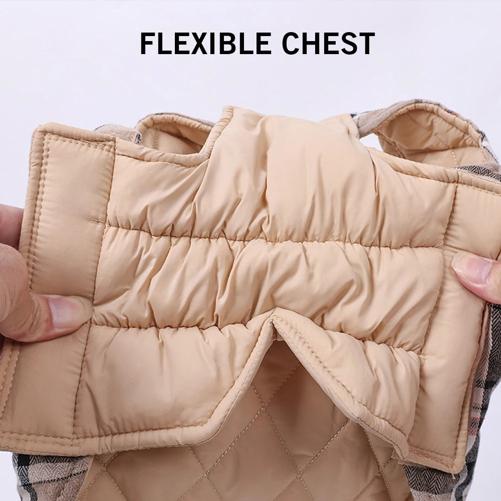 ClassicPaws™ Waterproof Plaid Dog Jacket - Soft Padded Winter Coat
