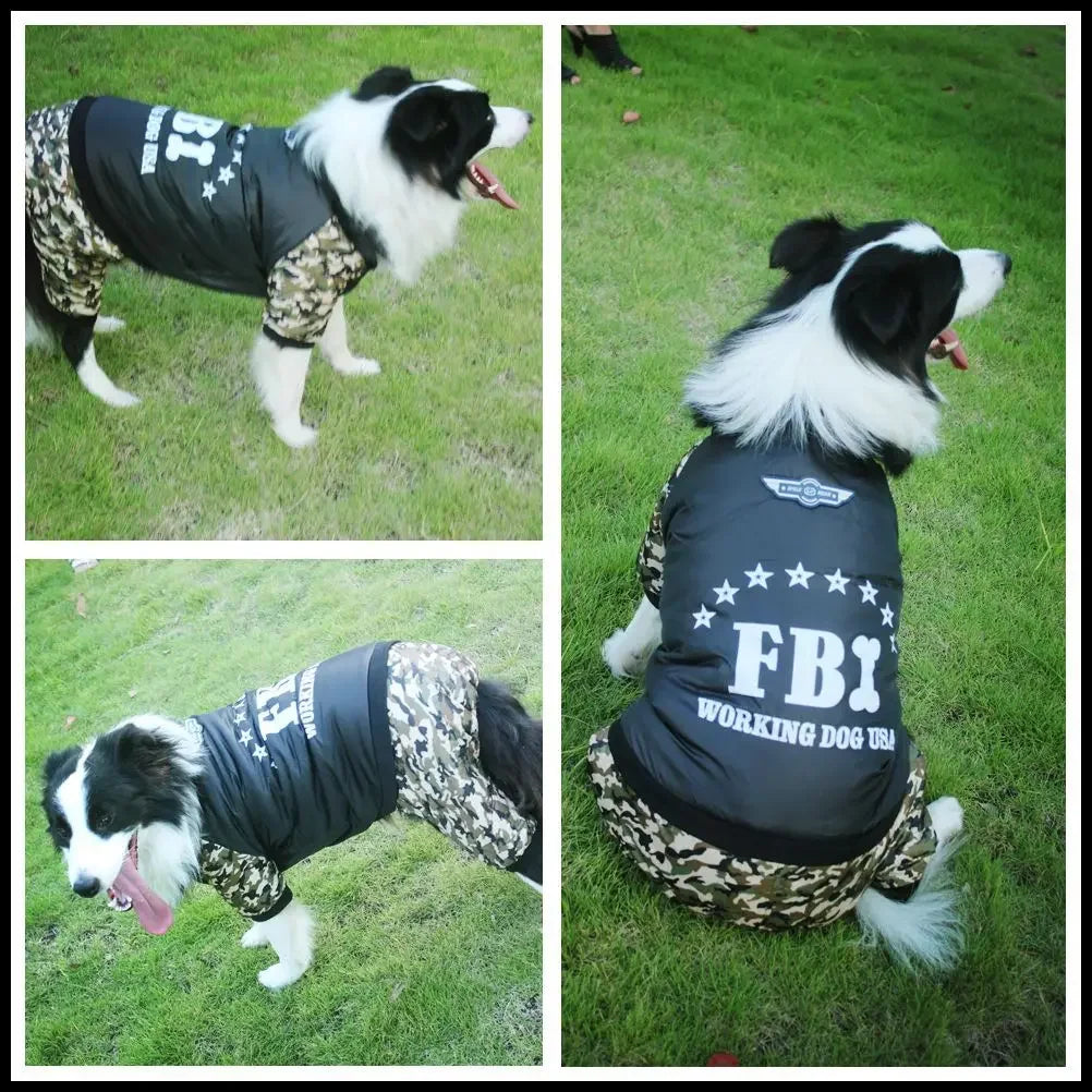 Warm FBI Camouflage Dog Winter Jacket