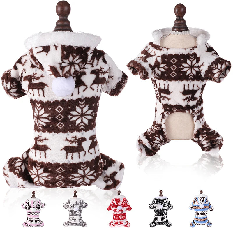 CozyPaws™ Winter Christmas Dog Jumpsuit - Warm Plush Pajama for Small & Medium Dogs