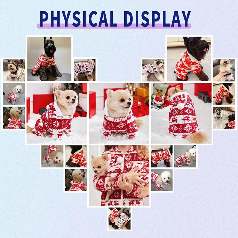 CozyPaws™ Winter Christmas Dog Jumpsuit - Warm Plush Pajama for Small & Medium Dogs