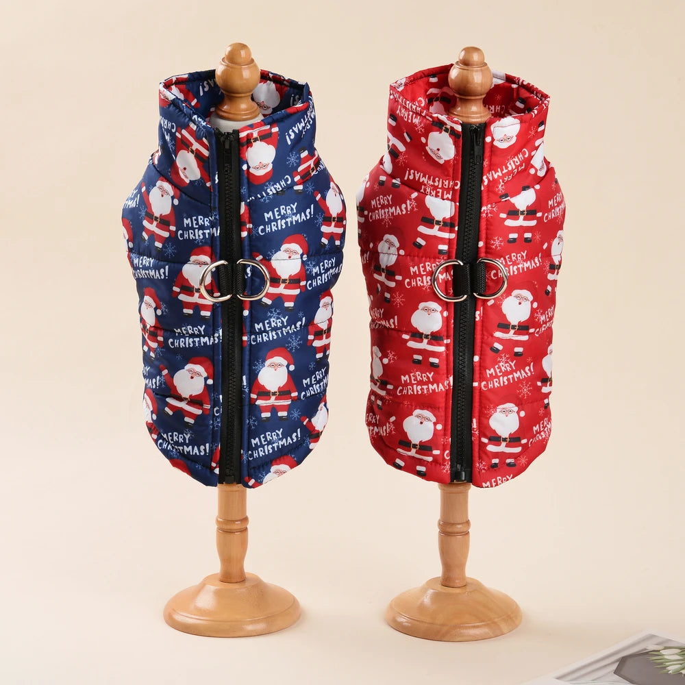 Christmas Dog Jacket - Winter Santa Claus Coat for Small Dogs