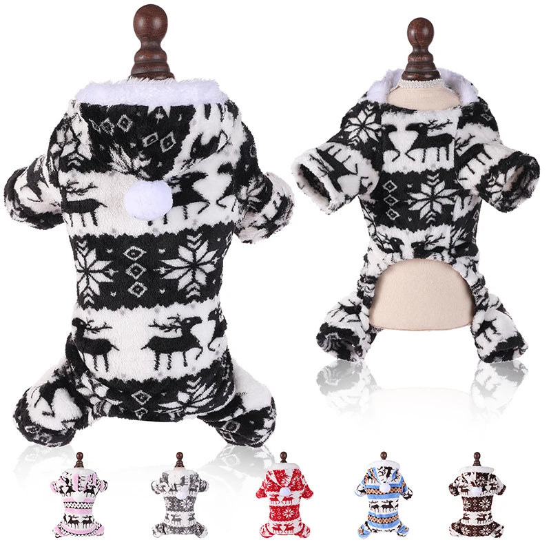 CozyPaws™ Winter Christmas Dog Jumpsuit - Warm Plush Pajama for Small & Medium Dogs