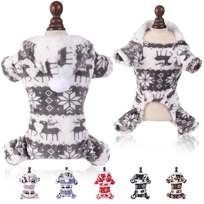CozyPaws™ Winter Christmas Dog Jumpsuit - Warm Plush Pajama for Small & Medium Dogs
