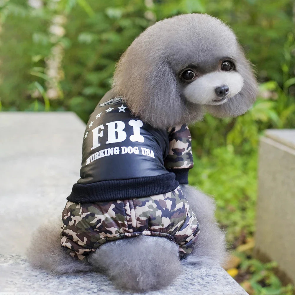 Warm FBI Camouflage Dog Winter Jacket