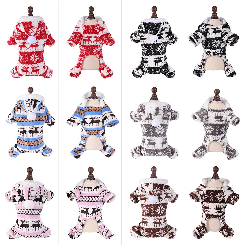 CozyPaws™ Winter Christmas Dog Jumpsuit - Warm Plush Pajama for Small & Medium Dogs