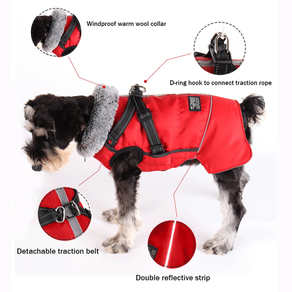 HeatHarness™ Winter Dog Jacket - Ultra Warm Coat with Built-in Harness