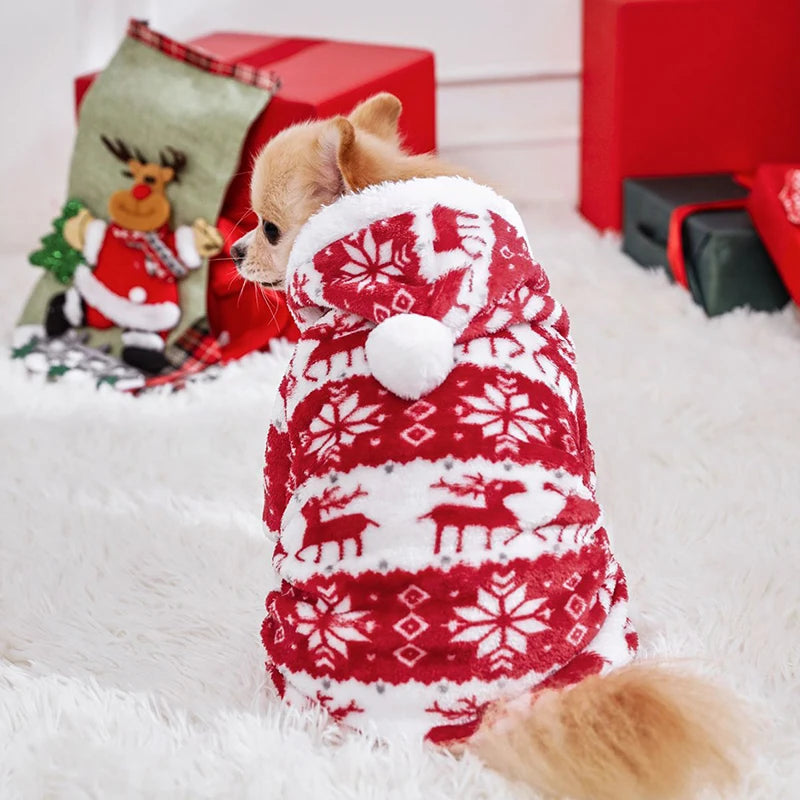 CozyPaws™ Winter Christmas Dog Jumpsuit - Warm Plush Pajama for Small & Medium Dogs