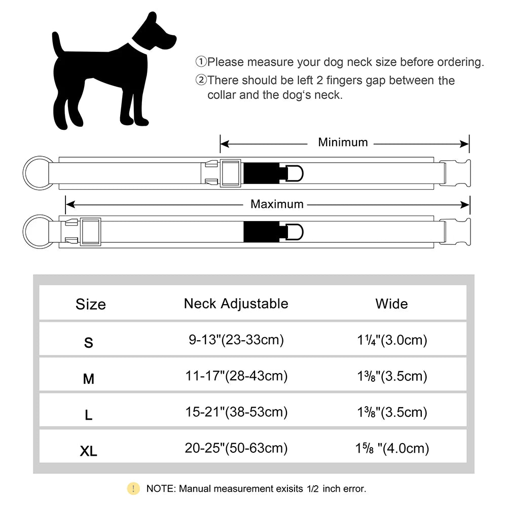 CustomComfort™ Personalized Nylon Dog Collar - Durable, Soft Padded, Adjustable ID Collar