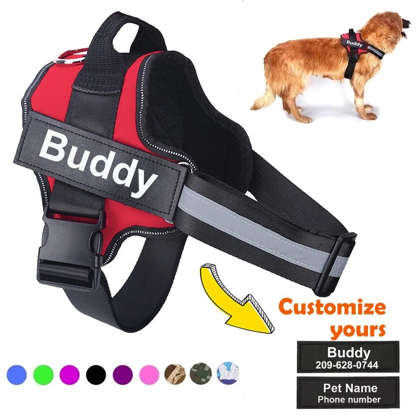 Personalized No-Pull Reflective Dog Harness