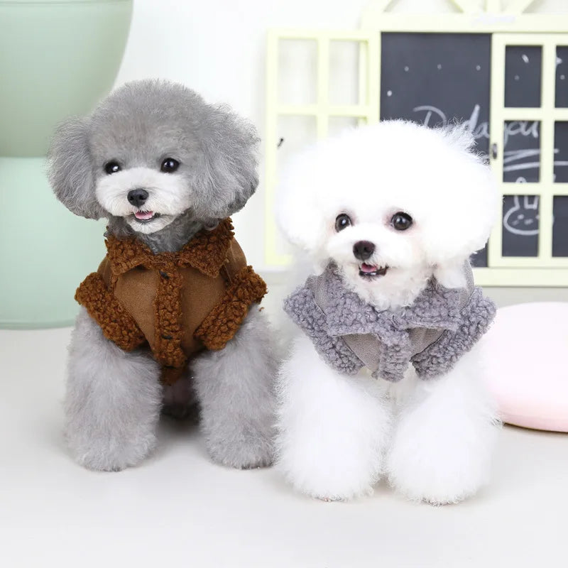British Style Lamb Fleece Winter Dog Jacket - Warm Puppy Coat