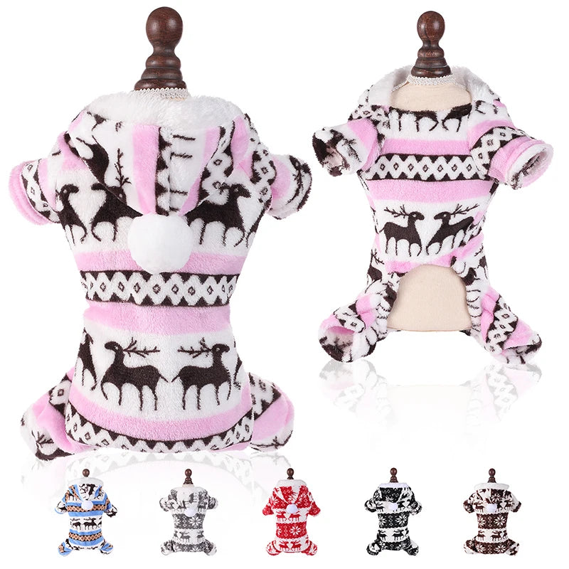 CozyPaws™ Winter Christmas Dog Jumpsuit - Warm Plush Pajama for Small & Medium Dogs