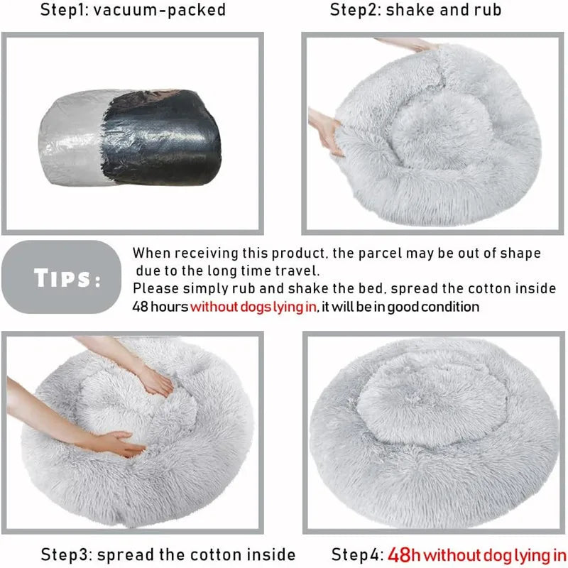 CuddleNest Plush Donut Dog Bed