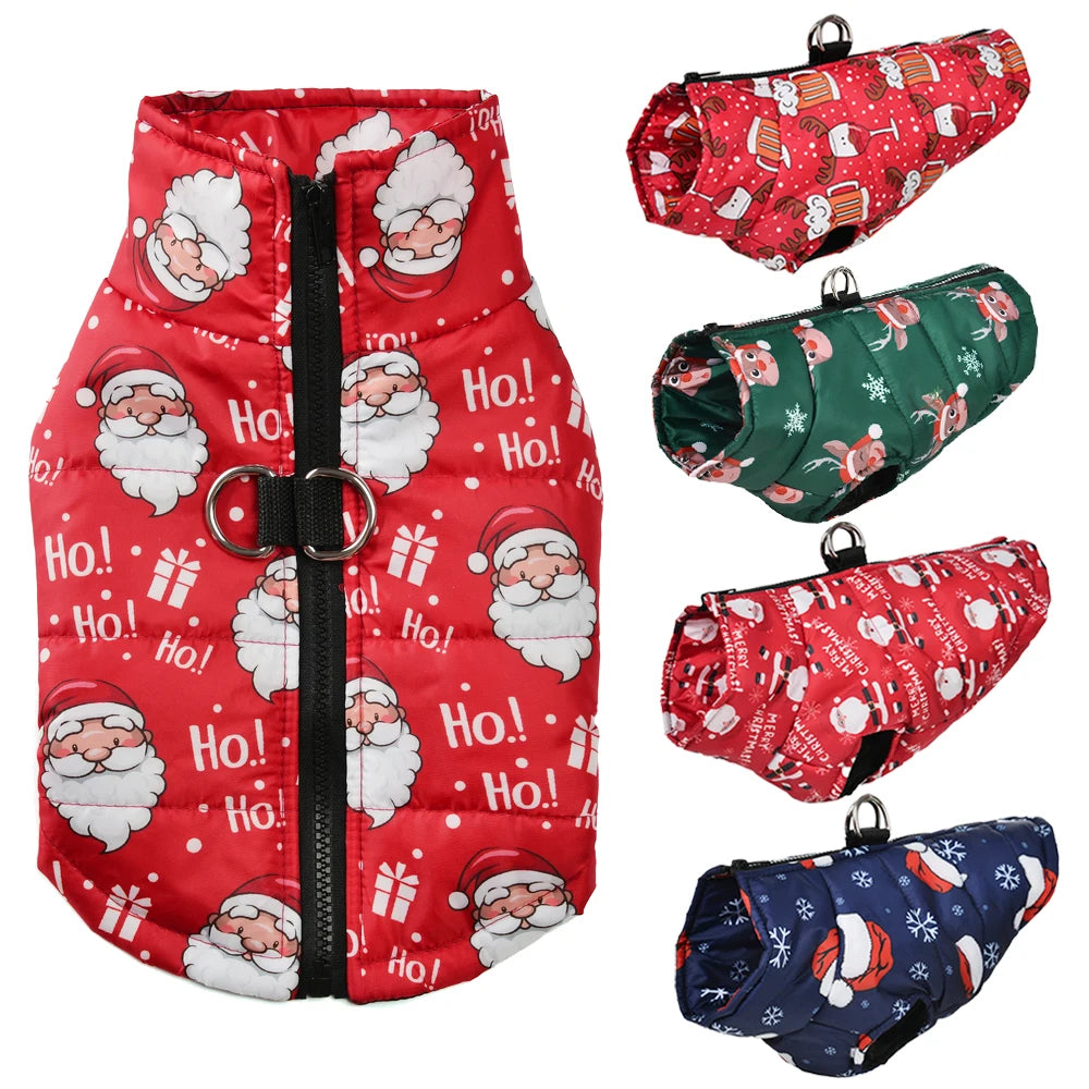 Christmas Dog Jacket - Winter Santa Claus Coat for Small Dogs