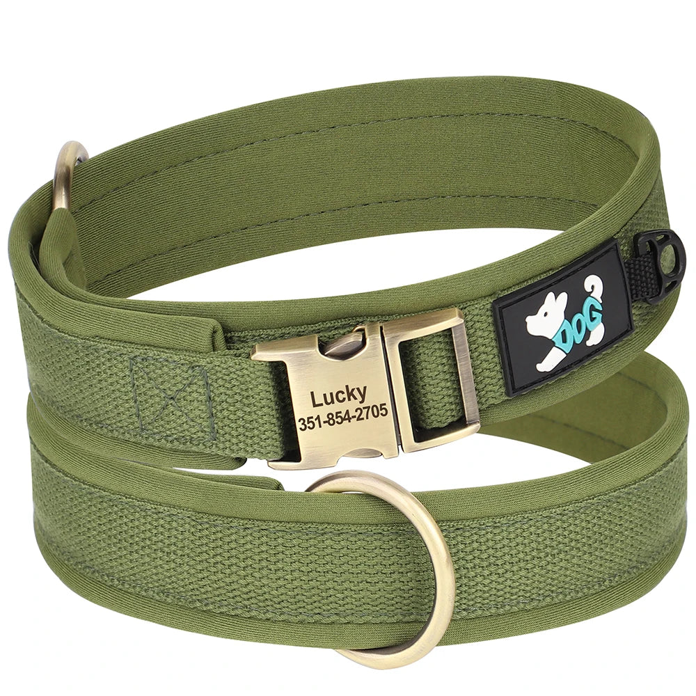 CustomComfort™ Personalized Nylon Dog Collar - Durable, Soft Padded, Adjustable ID Collar