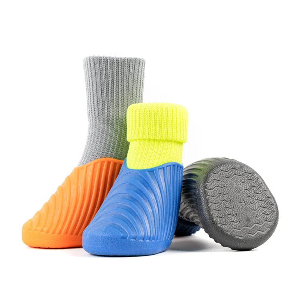 Rubber & Sock Waterproof Dog Boots