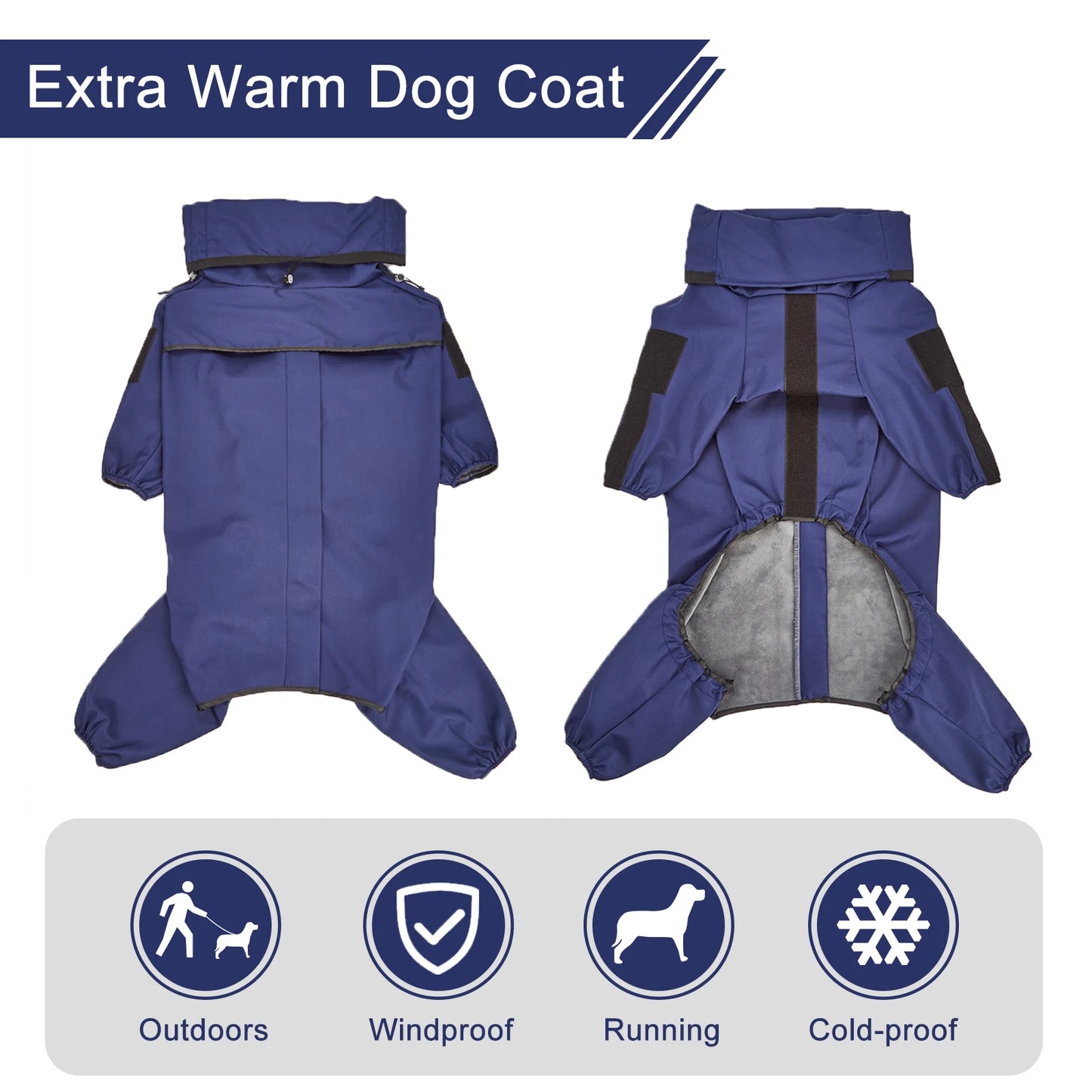 FrostFit™ Waterproof Dog Ski Suit Jacket- Warm Fleece-Lined Winter Jumpsuit