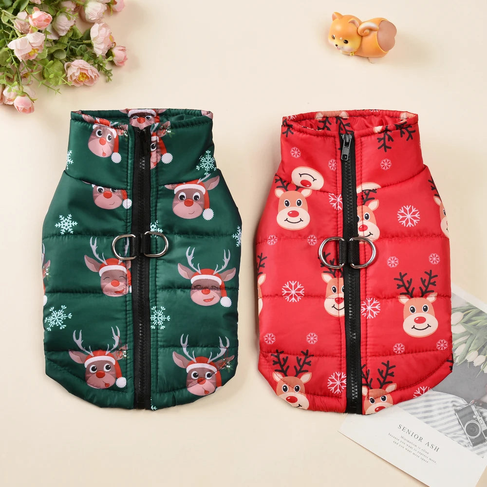 Christmas Dog Jacket - Winter Santa Claus Coat for Small Dogs
