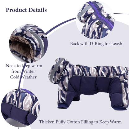 SnowPuff™ Waterproof Dog Coat - Fully-Closed Belly Winter Snowsuit