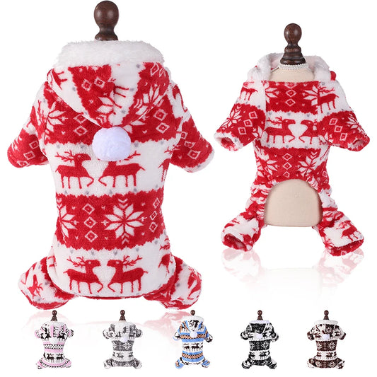 CozyPaws™ Winter Christmas Dog Jumpsuit - Warm Plush Pajama for Small & Medium Dogs