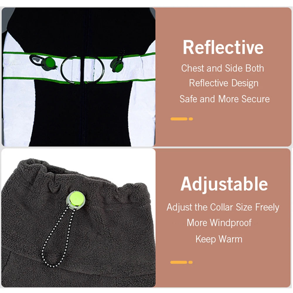 SafeGlow™ Fleece Dog Coat with Legs - Reflective, Fully Closed Winter Pajamas