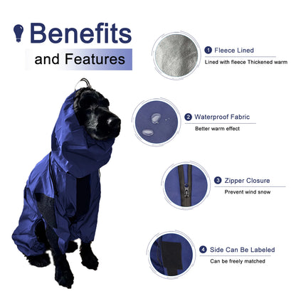 FrostFit™ Waterproof Dog Ski Suit Jacket- Warm Fleece-Lined Winter Jumpsuit