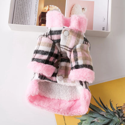 PlaidPaws™ Dog Lattice Coat - Stylish Autumn & Winter Jacket for Small Dogs