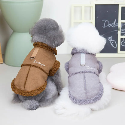 British Style Lamb Fleece Winter Dog Jacket - Warm Puppy Coat