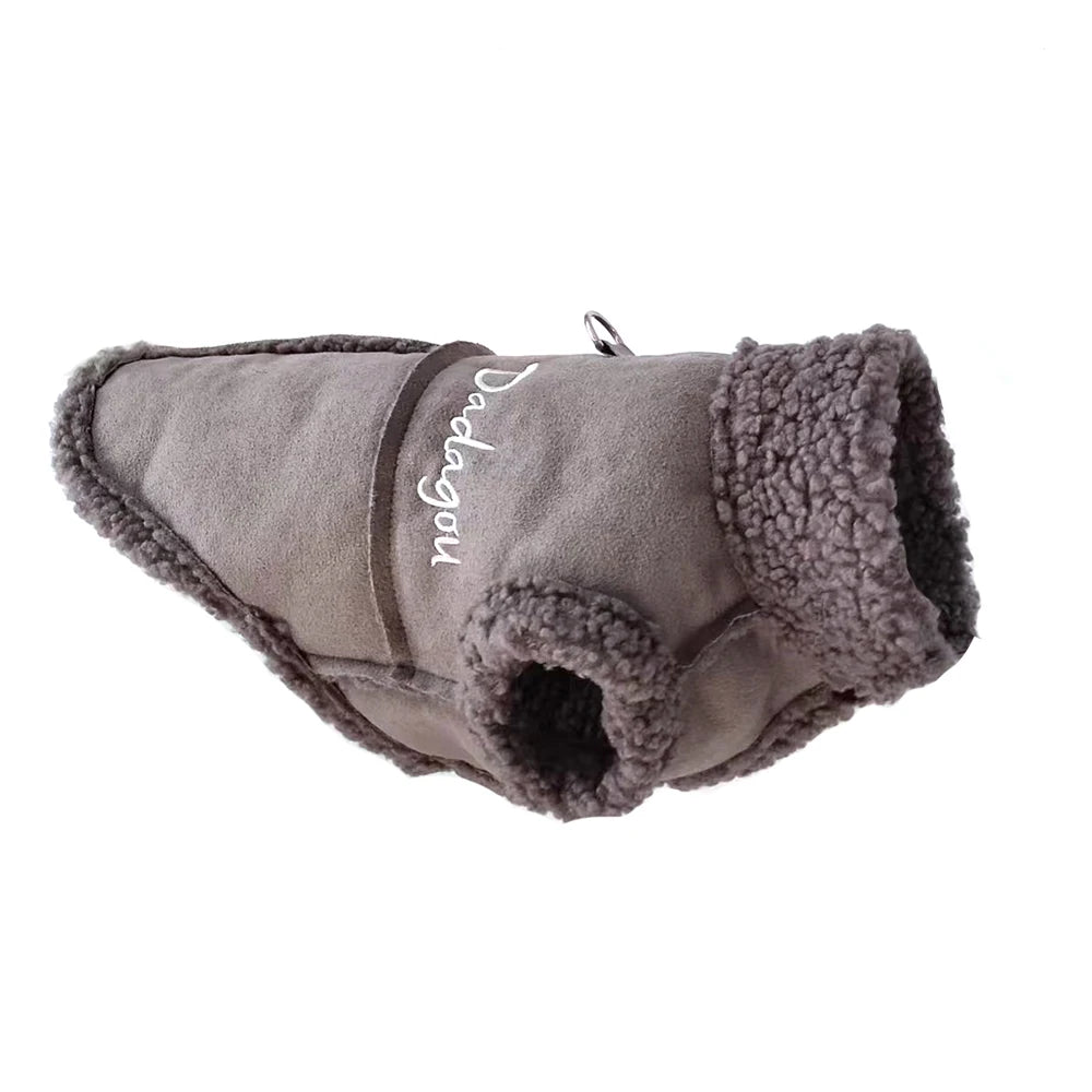 British Style Lamb Fleece Winter Dog Jacket - Warm Puppy Coat