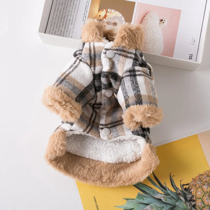 PlaidPaws™ Dog Lattice Coat - Stylish Autumn & Winter Jacket for Small Dogs