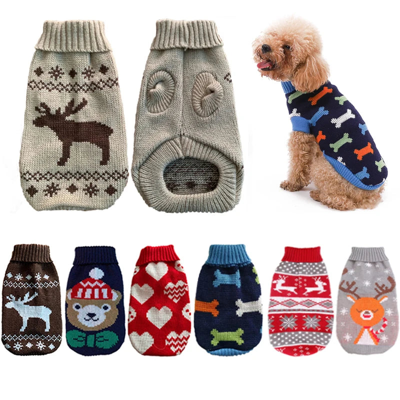 Warm Knitted Dog Sweater - Winter Clothes for Small & Medium Dogs