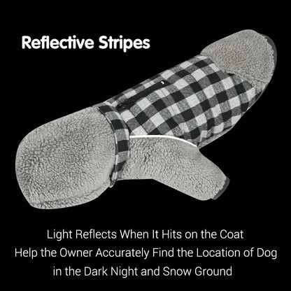 WarmPlaid™ Reversible Dog Coat - Super Soft, Thick Jacket with Removable Hood